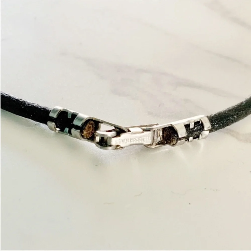 Stainless Steel Open Cross Pendant on 17” Black Cord